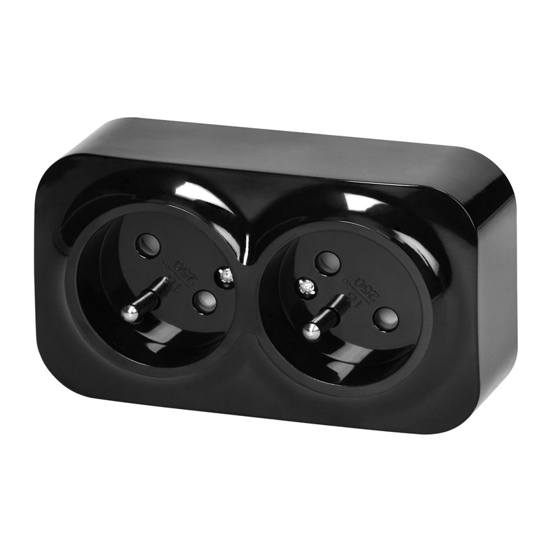 TODO GNIAZDO PODWÓJNE 2X2P+Z, 16A/230VAC, IP20, CZARNE ORNO TODO GNIAZDO PODWÓJNE 2X2P+Z, 16A/230VAC, IP20, CZARNE ORNO