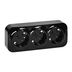 GNIAZDO POTRÓJNE TODO 2P+Z SCHUKO IP20, 16A, 230V AC, CZARNY ORNO GNIAZDO POTRÓJNE TODO 2P+Z SCHUKO IP20, 16A, 230V AC, CZARNY ORNO