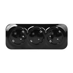 GNIAZDO POTRÓJNE TODO 2P+Z SCHUKO IP20, 16A, 230V AC, CZARNY ORNO GNIAZDO POTRÓJNE TODO 2P+Z SCHUKO IP20, 16A, 230V AC, CZARNY ORNO