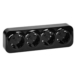 GNIAZDO POCZWÓRNE TODO 2P+Z SCHUKO IP20, 16A, 230V AC, CZARNY ORNO GNIAZDO POCZWÓRNE TODO 2P+Z SCHUKO IP20, 16A, 230V AC, CZARNY ORNO