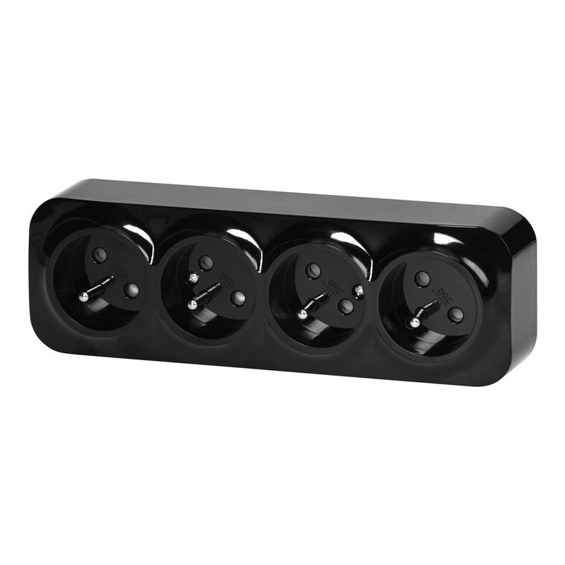 GNIAZDO POCZWÓRNE TODO 2P+Z IP20, 16A, 230V AC, CZARNY ORNO GNIAZDO POCZWÓRNE TODO 2P+Z IP20, 16A, 230V AC, CZARNY ORNO