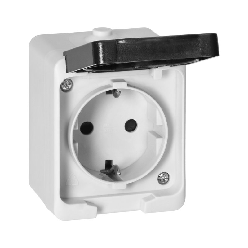 GNIAZDO POJEDYŃCZE 2P+Z SCHUKO AQUATIC MINI IP 54 BIAŁO-CZARNE ORNO GNIAZDO POJEDYŃCZE 2P+Z SCHUKO AQUATIC MINI IP 54 BIAŁO-CZARNE ORNO