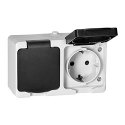 GNIAZDO PODWÓJNE 2X2P+Z SCHUKO AQUATIC MINI IP 54 BIAŁO-CZARNE ORNO GNIAZDO PODWÓJNE 2X2P+Z SCHUKO AQUATIC MINI IP 54 BIAŁO-CZARNE ORNO