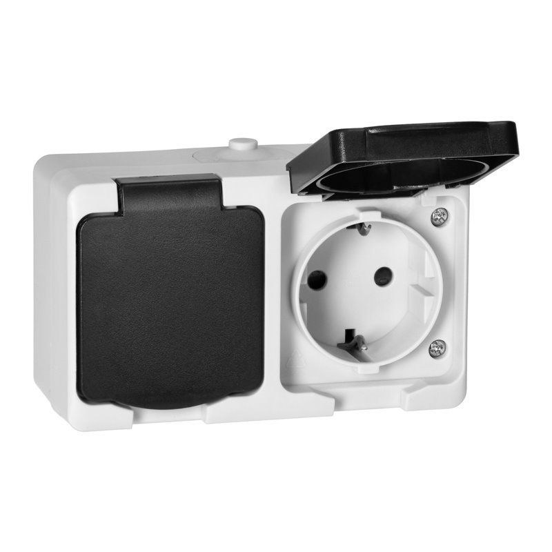 GNIAZDO PODWÓJNE 2X2P+Z SCHUKO AQUATIC MINI IP 54 BIAŁO-CZARNE ORNO GNIAZDO PODWÓJNE 2X2P+Z SCHUKO AQUATIC MINI IP 54 BIAŁO-CZARNE ORNO
