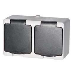 GNIAZDO PODWÓJNE 2X2P+Z AQUATIC MINI IP 54 BIAŁO-CZARNE ORNO GNIAZDO PODWÓJNE 2X2P+Z AQUATIC MINI IP 54 BIAŁO-CZARNE ORNO