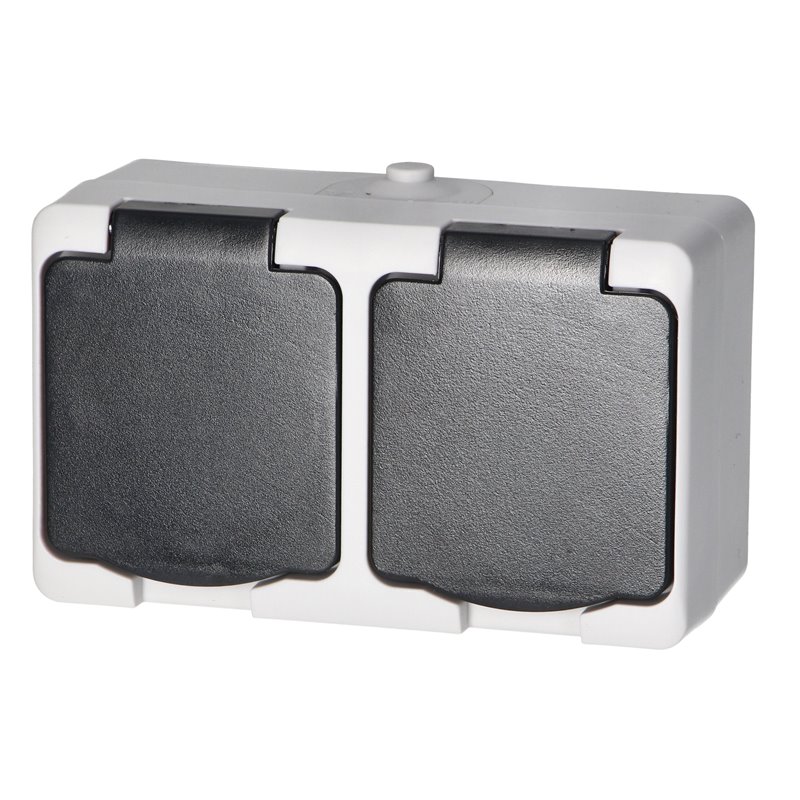 GNIAZDO PODWÓJNE 2X2P+Z AQUATIC MINI IP 54 BIAŁO-CZARNE ORNO GNIAZDO PODWÓJNE 2X2P+Z AQUATIC MINI IP 54 BIAŁO-CZARNE ORNO