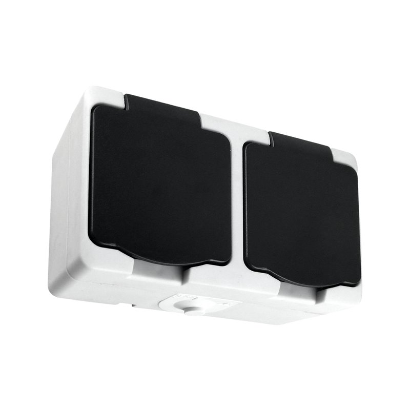 GNIAZDO PODWÓJNE 2X2P+Z AQUATIC MINI IP 54 BIAŁO-CZARNE, 5 SZTUK ORNO GNIAZDO PODWÓJNE 2X2P+Z AQUATIC MINI IP 54 BIAŁO-CZARNE, 5 SZTUK ORNO