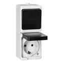 ŁĄCZNIK JEDNOBIEGUNOWY + GNIAZDO 2P+Z SCHUKO AQUATIC MINI IP 54 BIAŁO-CZARNE ORNO ŁĄCZNIK JEDNOBIEGUNOWY + GNIAZDO 2P+Z SCHUKO AQUATIC MINI IP 54 BIAŁO-CZARNE ORNO