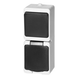 ŁĄCZNIK JEDNOBIEGUNOWY + GNIAZDO 2P+Z AQUATIC MINI IP 54 BIAŁO-CZARNE ORNO ŁĄCZNIK JEDNOBIEGUNOWY + GNIAZDO 2P+Z AQUATIC MINI IP 54 BIAŁO-CZARNE ORNO