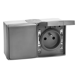 GNIAZDO PODWÓJNE 2X2P+Z AQUATIC PRO IP 55 SZARO-GRAFITOWE ORNO GNIAZDO PODWÓJNE 2X2P+Z AQUATIC PRO IP 55 SZARO-GRAFITOWE ORNO