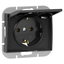 GNIAZDO POJEDYNCZE P/T 2P+Z SCHUKO BRYZGOSZCZELNE Z KLAPKĄ ONYX, 16A, 250V, PT-17OH, CZARNY ORNO GNIAZDO POJEDYNCZE P/T 2P+Z SCHUKO BRYZGOSZCZELNE Z KLAPKĄ ONYX, 16A, 250V, PT-17OH, CZARNY ORNO