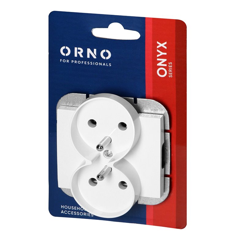 GNIAZDO PODWÓJNE P/T 2X2P+Z ONYX, 16A, 250V, PT-6OR, BIAŁY ORNO GNIAZDO PODWÓJNE P/T 2X2P+Z ONYX, 16A, 250V, PT-6OR, BIAŁY ORNO