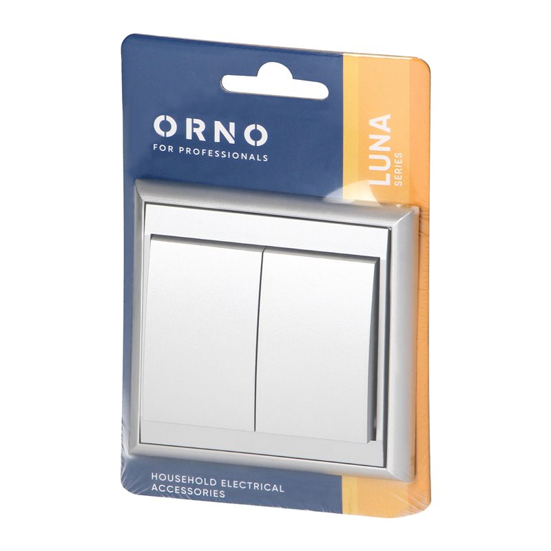 ŁĄCZNIK P/T ŚWIECZNIKOWY LUNA, 10A, 250V, WP-2L, SREBRNY ORNO ŁĄCZNIK P/T ŚWIECZNIKOWY LUNA, 10A, 250V, WP-2L, SREBRNY ORNO