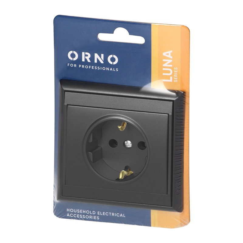 GNIAZDO POJEDYNCZE P/T 2P+Z, SCHUKO LUNA, 16A, 250V, PT-17L, CZARNY ORNO GNIAZDO POJEDYNCZE P/T 2P+Z, SCHUKO LUNA, 16A, 250V, PT-17L, CZARNY ORNO