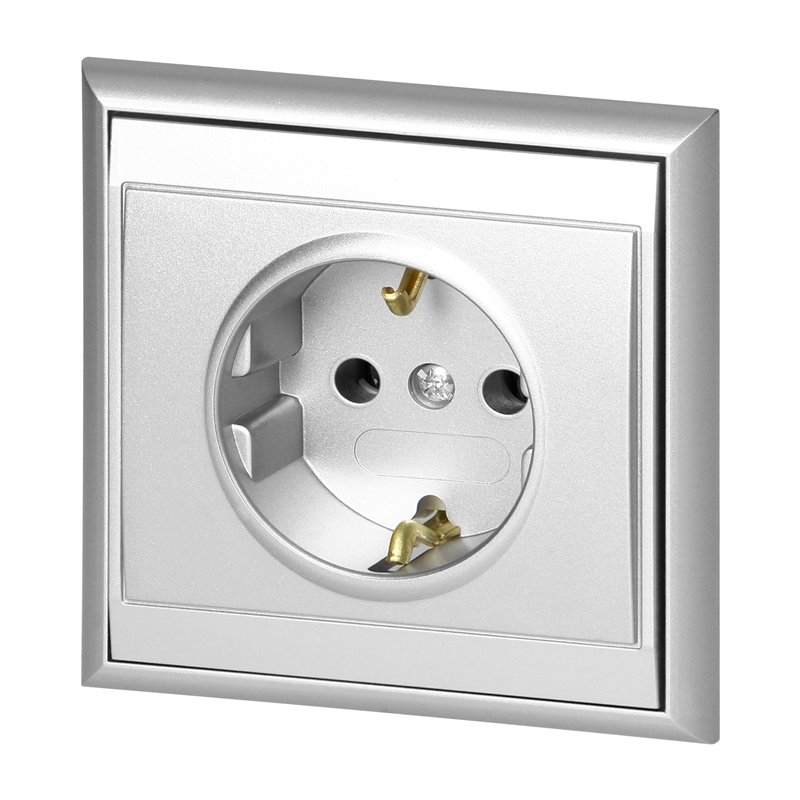 GNIAZDO POJEDYNCZE P/T 2P+Z, SCHUKO LUNA, 16A, 250V, PT-17L, SREBRNY ORNO GNIAZDO POJEDYNCZE P/T 2P+Z, SCHUKO LUNA, 16A, 250V, PT-17L, SREBRNY ORNO
