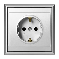 GNIAZDO POJEDYNCZE P/T 2P+Z, SCHUKO LUNA, 16A, 250V, PT-17L, SREBRNY ORNO GNIAZDO POJEDYNCZE P/T 2P+Z, SCHUKO LUNA, 16A, 250V, PT-17L, SREBRNY ORNO