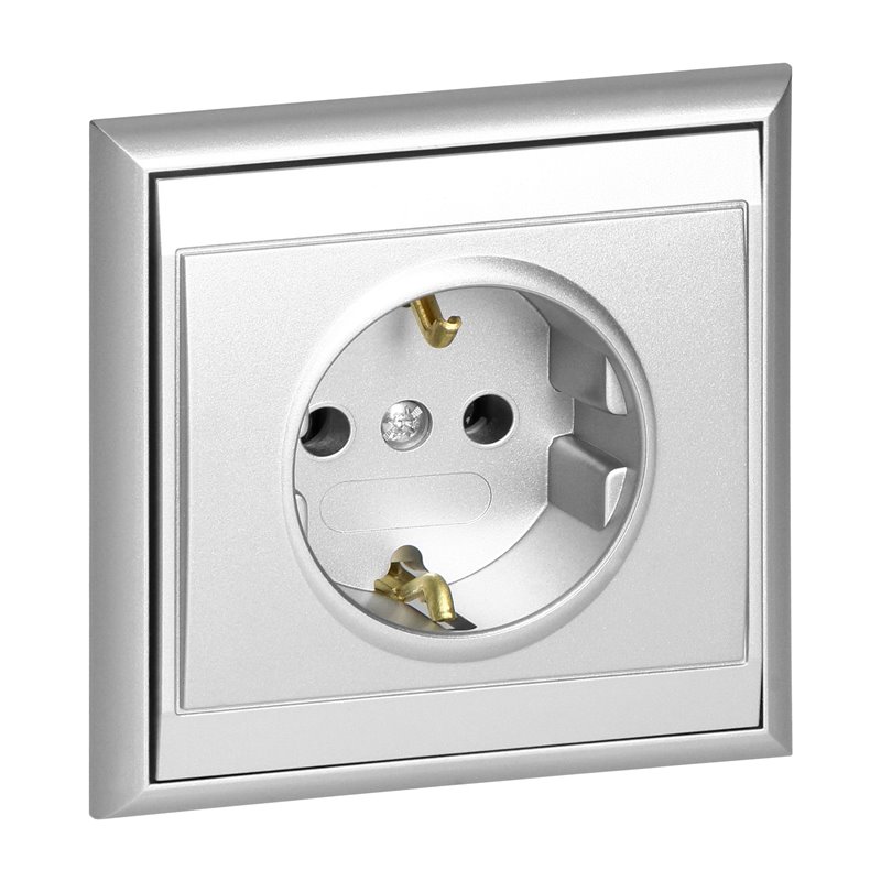 GNIAZDO POJEDYNCZE P/T 2P+Z, SCHUKO LUNA, 16A, 250V, PT-17L, SREBRNY ORNO GNIAZDO POJEDYNCZE P/T 2P+Z, SCHUKO LUNA, 16A, 250V, PT-17L, SREBRNY ORNO