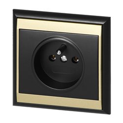 GNIAZDO POJEDYNCZE P/T 2P+Z LUNA, 16A, 250V, PT-16L, CZARNY/ZŁOTY ORNO GNIAZDO POJEDYNCZE P/T 2P+Z LUNA, 16A, 250V, PT-16L, CZARNY/ZŁOTY ORNO