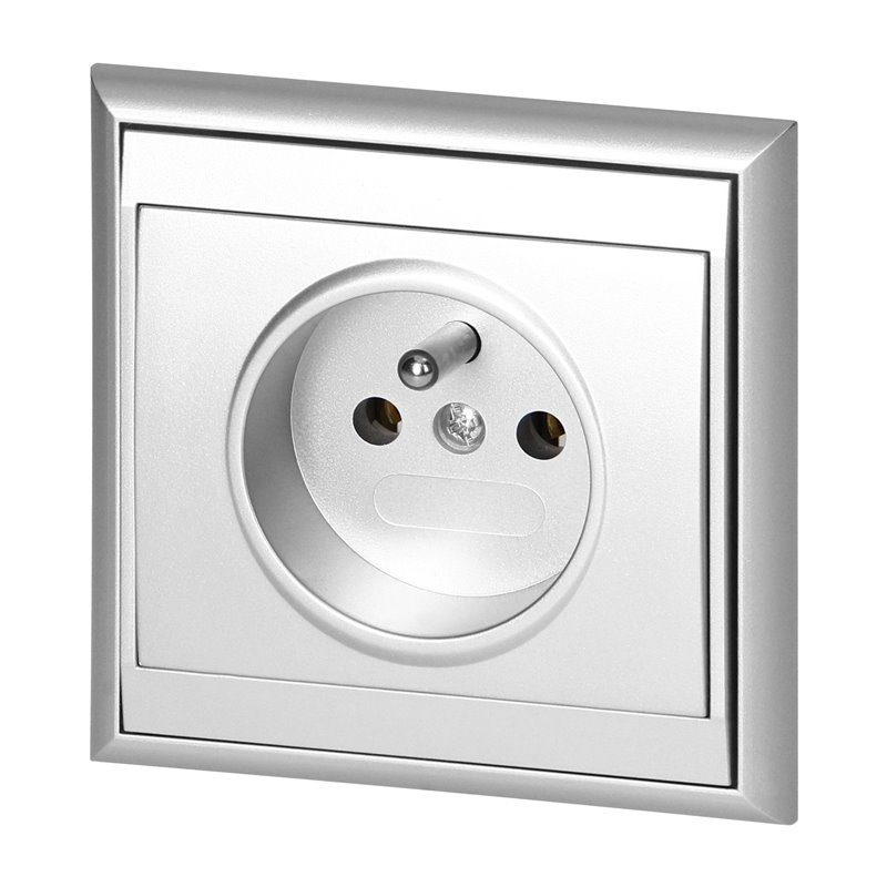 GNIAZDO POJEDYNCZE P/T 2P+Z LUNA, 16A, 250V, PT-16L, SREBRNY ORNO