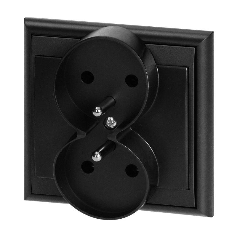 GNIAZDO PODWÓJNE P/T 2X2P+Z LUNA, 16A, 250V, PT-6LR, CZARNY ORNO GNIAZDO PODWÓJNE P/T 2X2P+Z LUNA, 16A, 250V, PT-6LR, CZARNY ORNO