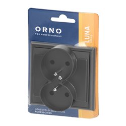 GNIAZDO PODWÓJNE P/T 2X2P+Z LUNA, 16A, 250V, PT-6LR, CZARNY ORNO GNIAZDO PODWÓJNE P/T 2X2P+Z LUNA, 16A, 250V, PT-6LR, CZARNY ORNO