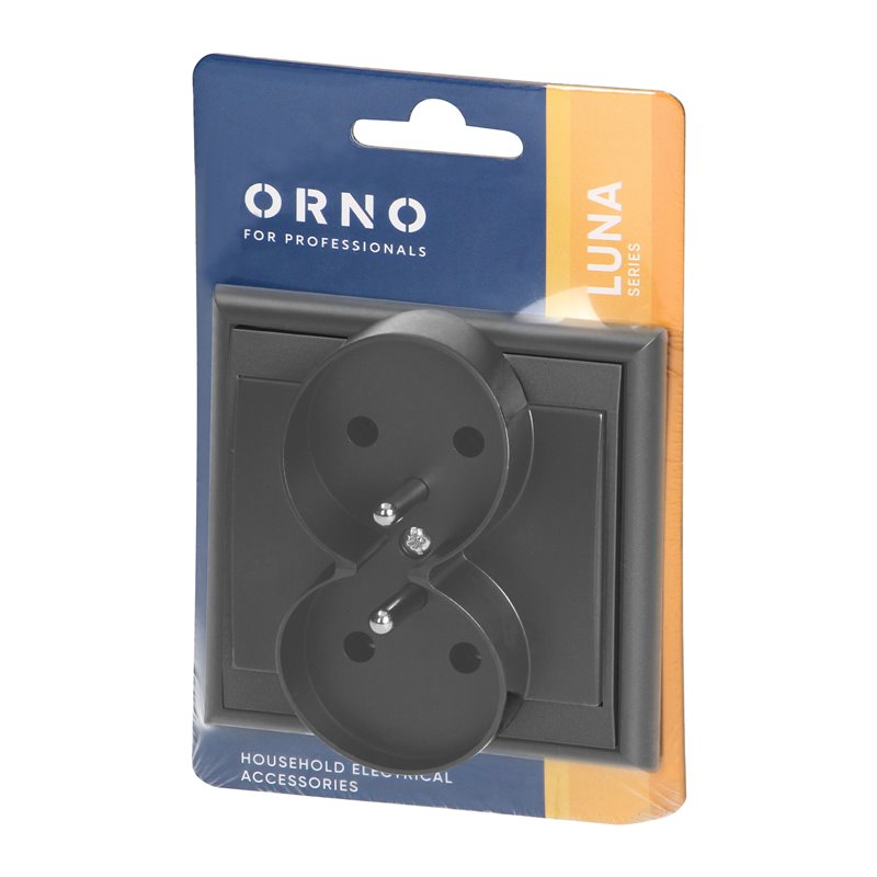 GNIAZDO PODWÓJNE P/T 2X2P+Z LUNA, 16A, 250V, PT-6LR, CZARNY ORNO GNIAZDO PODWÓJNE P/T 2X2P+Z LUNA, 16A, 250V, PT-6LR, CZARNY ORNO