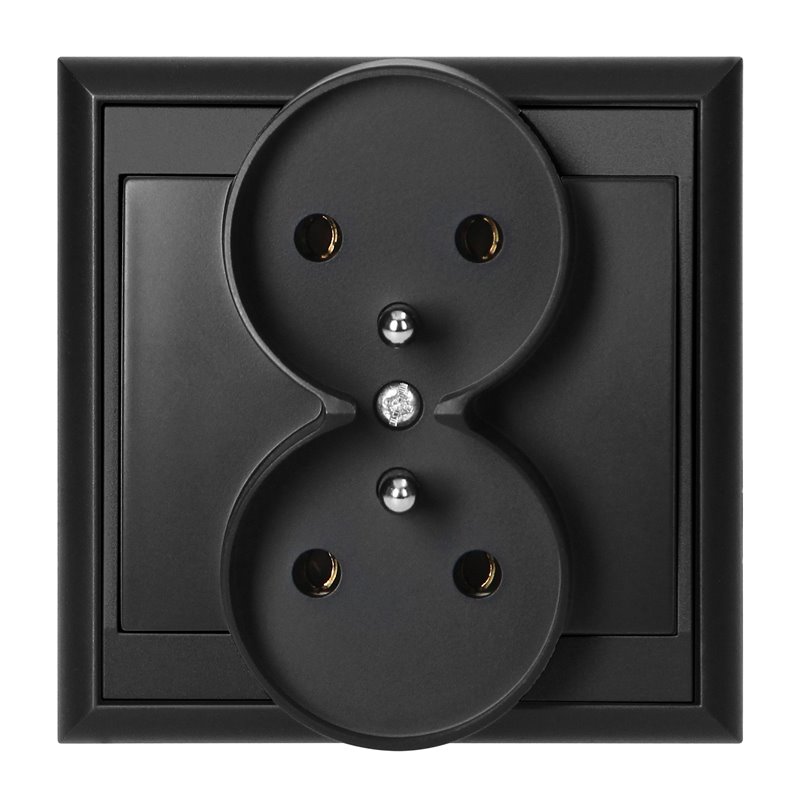 GNIAZDO PODWÓJNE P/T 2X2P+Z LUNA, 16A, 250V, PT-6LR, CZARNY ORNO GNIAZDO PODWÓJNE P/T 2X2P+Z LUNA, 16A, 250V, PT-6LR, CZARNY ORNO