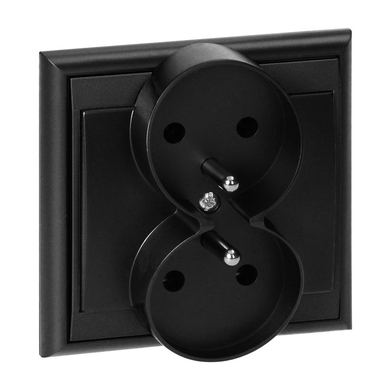 GNIAZDO PODWÓJNE P/T 2X2P+Z LUNA, 16A, 250V, PT-6LR, CZARNY ORNO GNIAZDO PODWÓJNE P/T 2X2P+Z LUNA, 16A, 250V, PT-6LR, CZARNY ORNO