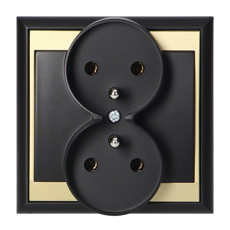 GNIAZDO PODWÓJNE P/T 2X2P+Z LUNA, 16A, 250V, PT-6LR, CZARNY/ZŁOTY ORNO GNIAZDO PODWÓJNE P/T 2X2P+Z LUNA, 16A, 250V, PT-6LR, CZARNY/ZŁOTY ORNO