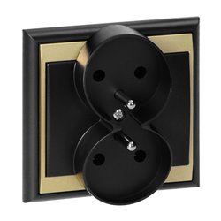 GNIAZDO PODWÓJNE P/T 2X2P+Z LUNA, 16A, 250V, PT-6LR, CZARNY/ZŁOTY ORNO GNIAZDO PODWÓJNE P/T 2X2P+Z LUNA, 16A, 250V, PT-6LR, CZARNY/ZŁOTY ORNO