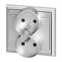 GNIAZDO PODWÓJNE P/T 2X2P+Z LUNA, 16A, 250V, PT-6LR, SREBRNY ORNO GNIAZDO PODWÓJNE P/T 2X2P+Z LUNA, 16A, 250V, PT-6LR, SREBRNY ORNO