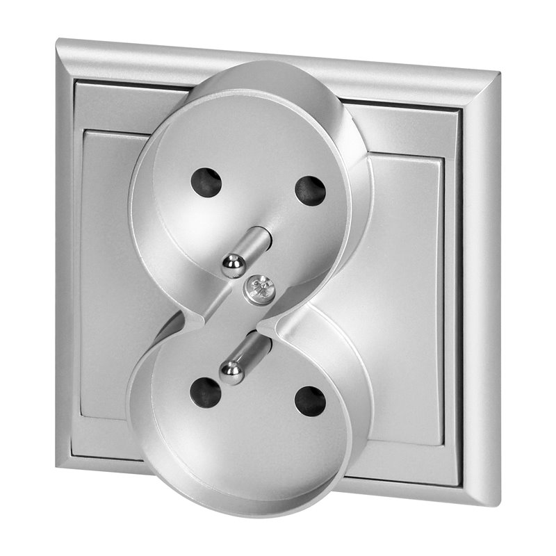 GNIAZDO PODWÓJNE P/T 2X2P+Z LUNA, 16A, 250V, PT-6LR, SREBRNY ORNO GNIAZDO PODWÓJNE P/T 2X2P+Z LUNA, 16A, 250V, PT-6LR, SREBRNY ORNO