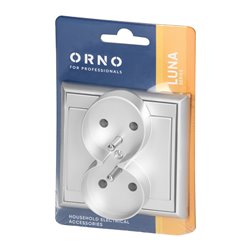 GNIAZDO PODWÓJNE P/T 2X2P+Z LUNA, 16A, 250V, PT-6LR, SREBRNY ORNO GNIAZDO PODWÓJNE P/T 2X2P+Z LUNA, 16A, 250V, PT-6LR, SREBRNY ORNO