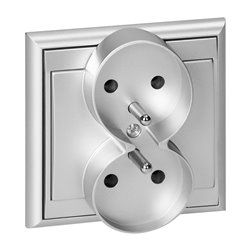 GNIAZDO PODWÓJNE P/T 2X2P+Z LUNA, 16A, 250V, PT-6LR, SREBRNY ORNO GNIAZDO PODWÓJNE P/T 2X2P+Z LUNA, 16A, 250V, PT-6LR, SREBRNY ORNO