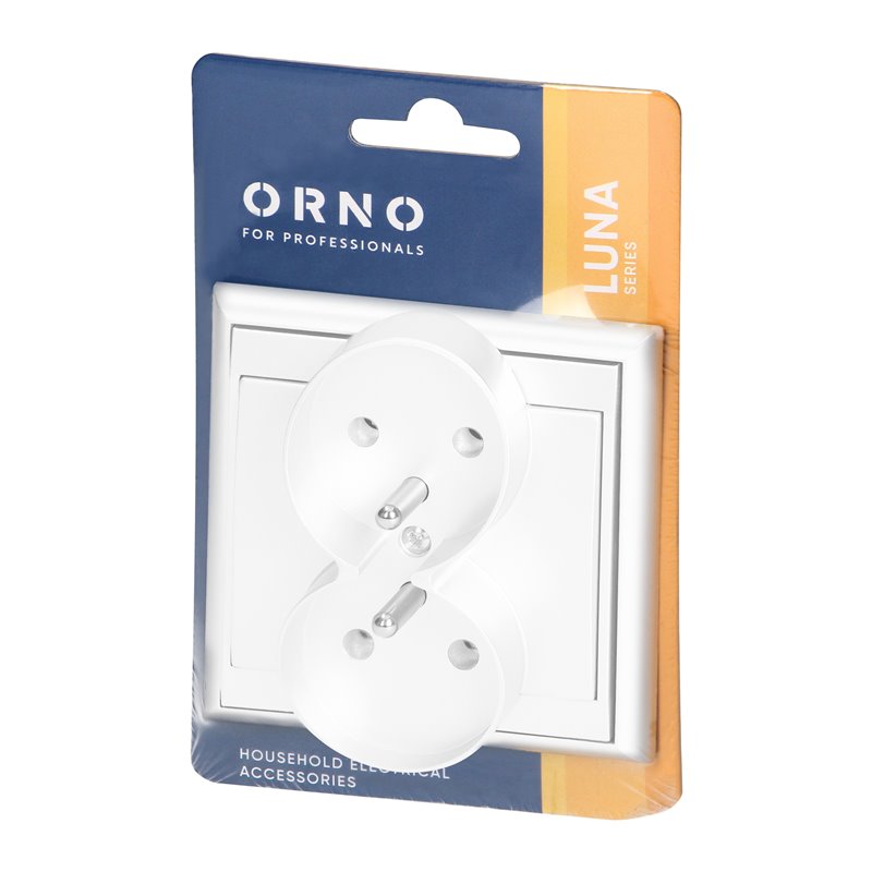 GNIAZDO PODWÓJNE P/T 2X2P+Z LUNA, 16A, 250V, PT-6LR, BIAŁY ORNO GNIAZDO PODWÓJNE P/T 2X2P+Z LUNA, 16A, 250V, PT-6LR, BIAŁY ORNO