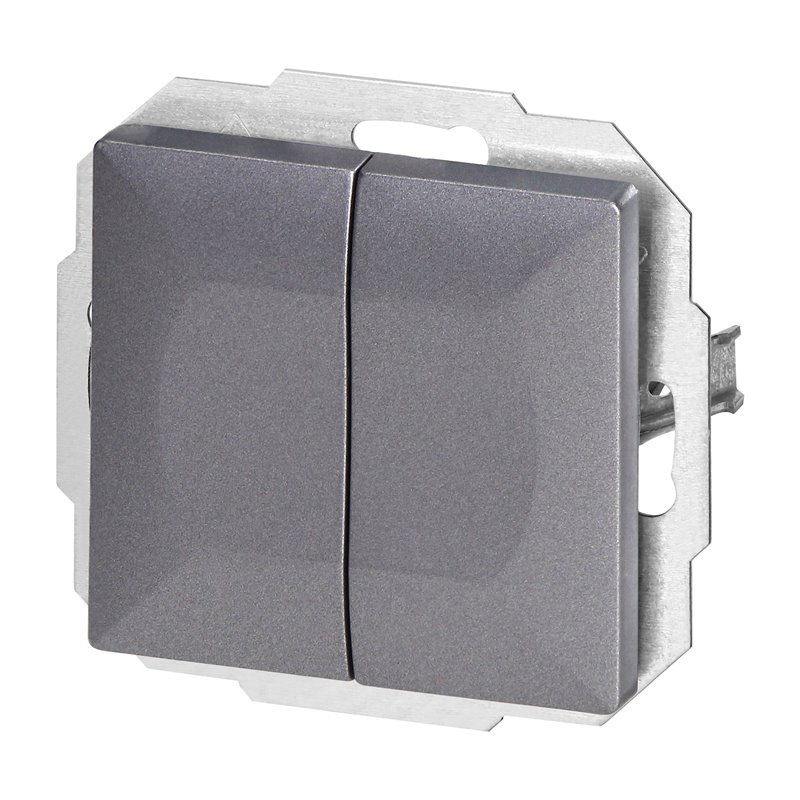 ŁĄCZNIK P/T SCHODOWY PODWÓJNY PEARL, 10A, 250V, WP-2/5P, ANTRACYT ORNO