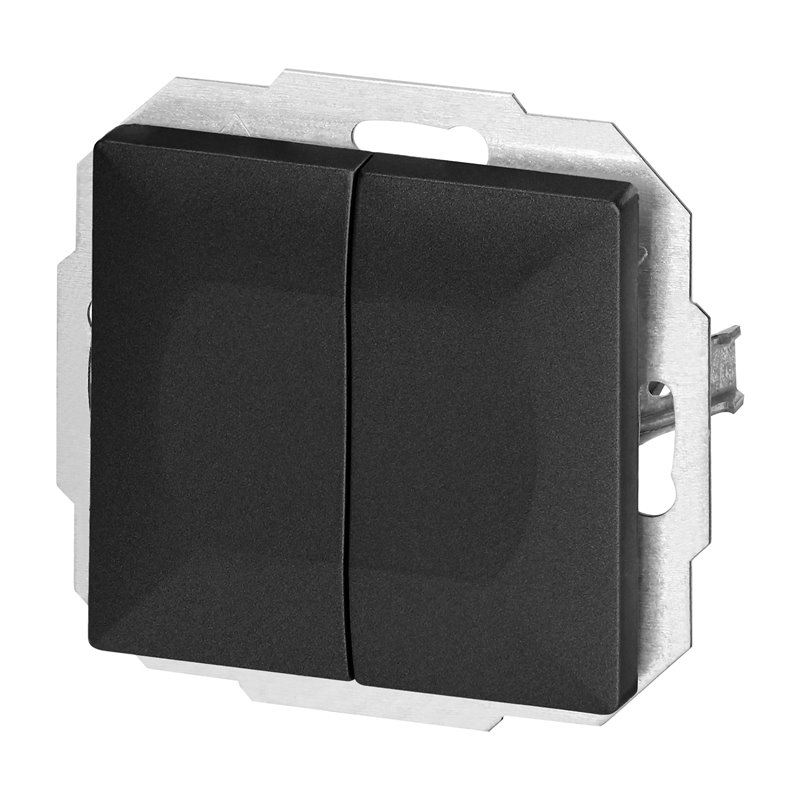 ŁĄCZNIK P/T SCHODOWY PODWÓJNY PEARL, 10A, 250V, WP-2/5P, CZARNY ORNO