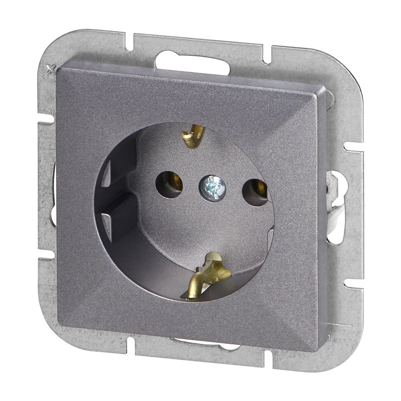 GNIAZDO POJEDYNCZE P/T 2P+Z SCHUKO PEARL, 16A, 250V, PT-17P, ANTRACYT ORNO GNIAZDO POJEDYNCZE P/T 2P+Z SCHUKO PEARL, 16A, 250V, PT-17P, ANTRACYT ORNO