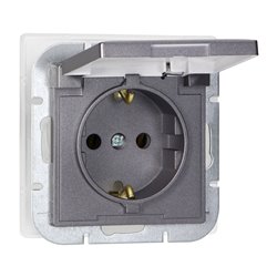 GNIAZDO POJEDYNCZE P/T 2P+Z SCHUKO BRYZGOSZCZELNE Z KLAPKĄ PEARL, 16A, 250V, PT-17PH, ANTRACYT ORNO GNIAZDO POJEDYNCZE P/T 2P+Z SCHUKO BRYZGOSZCZELNE Z KLAPKĄ PEARL, 16A, 250V, PT-17PH, ANTRACYT ORNO