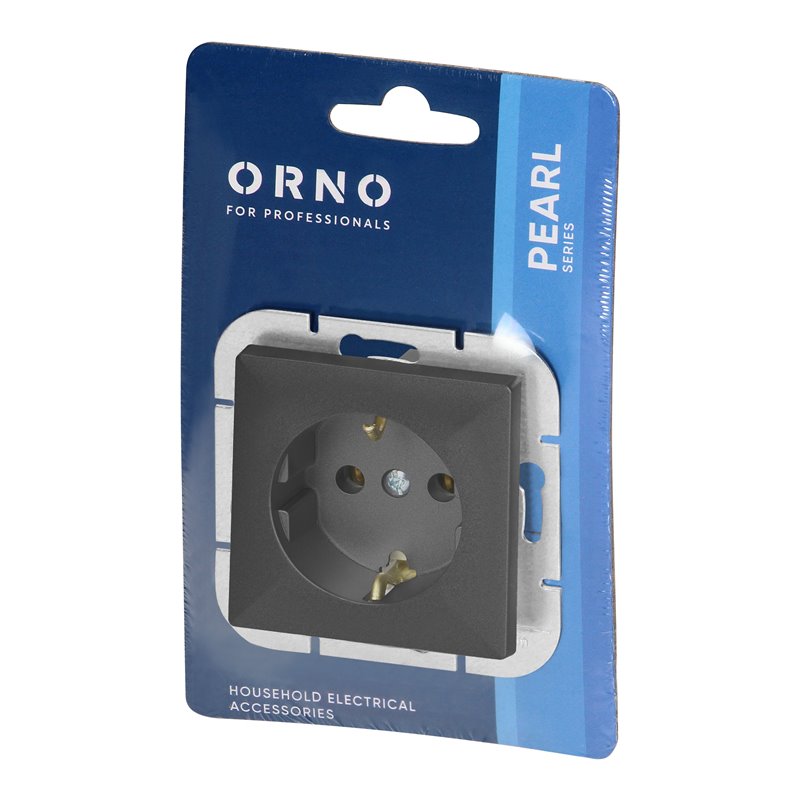 GNIAZDO POJEDYNCZE P/T 2P+Z SCHUKO PEARL, 16A, 250V, PT-17P, CZARNY ORNO GNIAZDO POJEDYNCZE P/T 2P+Z SCHUKO PEARL, 16A, 250V, PT-17P, CZARNY ORNO