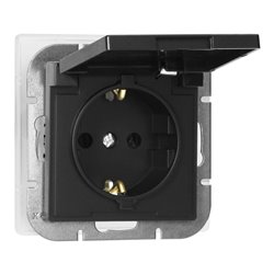 GNIAZDO POJEDYNCZE P/T 2P+Z SCHUKO BRYZGOSZCZELNE Z KLAPKĄ PEARL, 16A, 250V, PT-17PH, CZARNY ORNO GNIAZDO POJEDYNCZE P/T 2P+Z SCHUKO BRYZGOSZCZELNE Z KLAPKĄ PEARL, 16A, 250V, PT-17PH, CZARNY ORNO