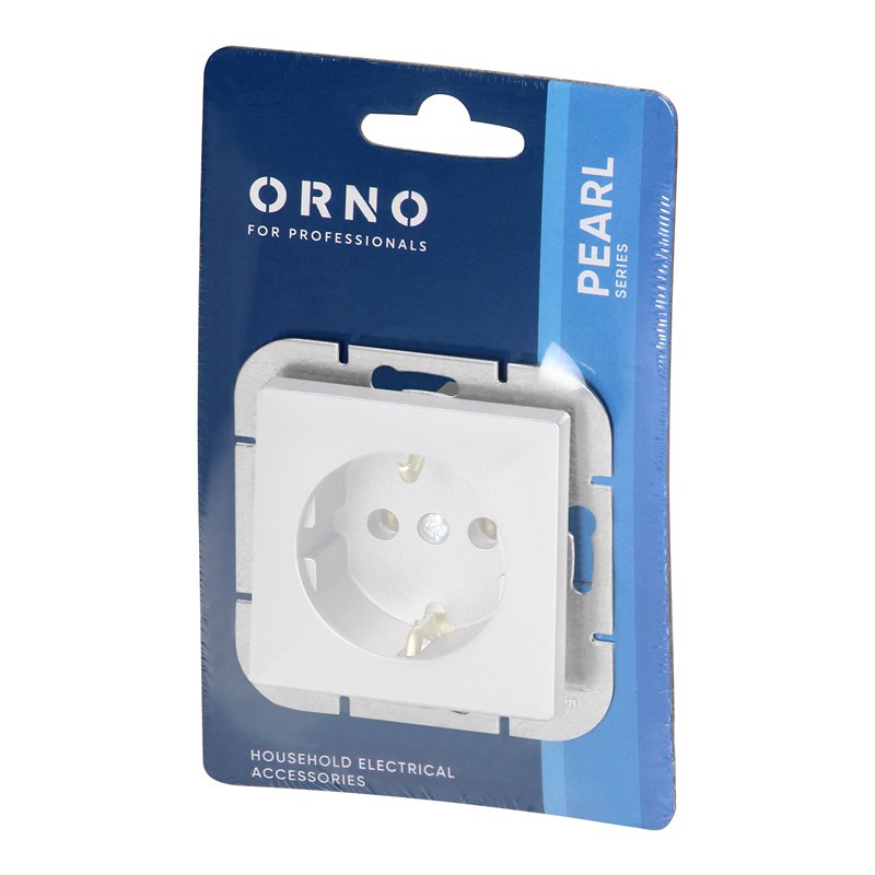 GNIAZDO POJEDYNCZE P/T 2P+Z SCHUKO PEARL, 16A, 250V, PT-17P, BIAŁY ORNO GNIAZDO POJEDYNCZE P/T 2P+Z SCHUKO PEARL, 16A, 250V, PT-17P, BIAŁY ORNO