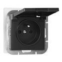 GNIAZDO POJEDYNCZE P/T 2P+Z BRYZGOSZCZELNE Z KLAPKĄ PEARL, 16A, 250V, PT-16PH, CZARNY ORNO GNIAZDO POJEDYNCZE P/T 2P+Z BRYZGOSZCZELNE Z KLAPKĄ PEARL, 16A, 250V, PT-16PH, CZARNY ORNO