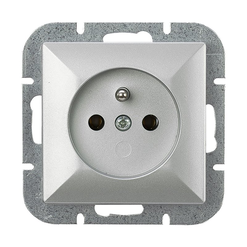 GNIAZDO POJEDYNCZE P/T 2P+Z PEARL, 16A, 250V, PT-16P, SREBRNY ORNO