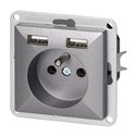 GNIAZDO POJEDYNCZE P/T 2P+Z Z ŁADOWARKĄ PEARL, 16A, 250V, PT-16P/USB, ANTRACYT ORNO