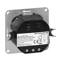 GNIAZDO POJEDYNCZE P/T 2P+Z Z ŁADOWARKĄ PEARL, 16A, 250V, PT-16P/USB, ANTRACYT ORNO GNIAZDO POJEDYNCZE P/T 2P+Z Z ŁADOWARKĄ PEARL, 16A, 250V, PT-16P/USB, ANTRACYT ORNO