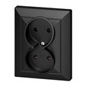 GNIAZDO PODWÓJNE P/T 2X2P PEARL, 16A, 250V, PT-5 P, CZARNY ORNO
