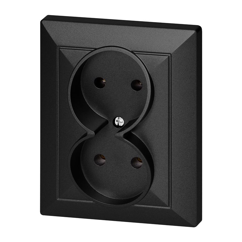 GNIAZDO PODWÓJNE P/T 2X2P PEARL, 16A, 250V, PT-5 P, CZARNY ORNO