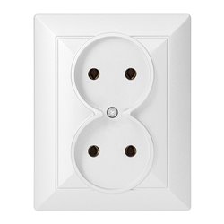 GNIAZDO PODWÓJNE P/T 2X2P PEARL, 16A, 250V, PT-5 P, BIAŁY ORNO GNIAZDO PODWÓJNE P/T 2X2P PEARL, 16A, 250V, PT-5 P, BIAŁY ORNO