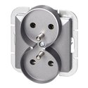 GNIAZDO PODWÓJNE P/T 2X2P+Z PEARL, 16A, 250V, PT-6 PR, ANTRACYT ORNO